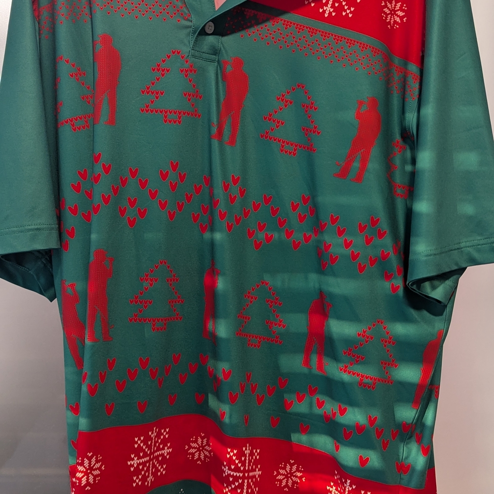 Green and Red Holiday Golf Polo Shirt